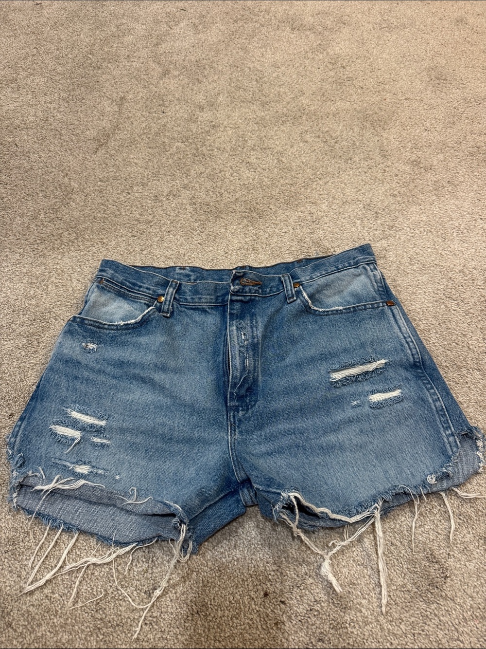 Wrangler Distressed Denim Cutoff Shorts - Blue